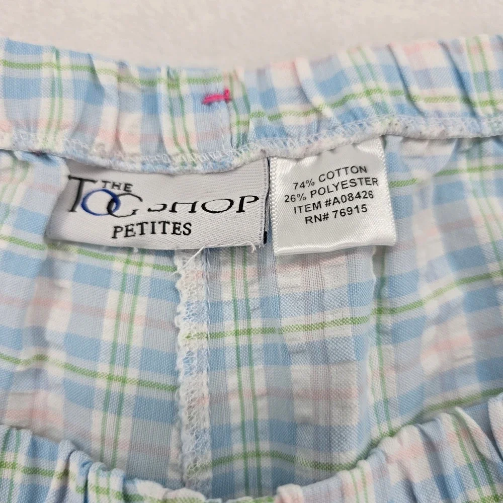 The Tog Shop Pajama Set Womens Petites 2PC Plaid Blue Ruffle Lace Cotton Blend - Picture 8 of 12